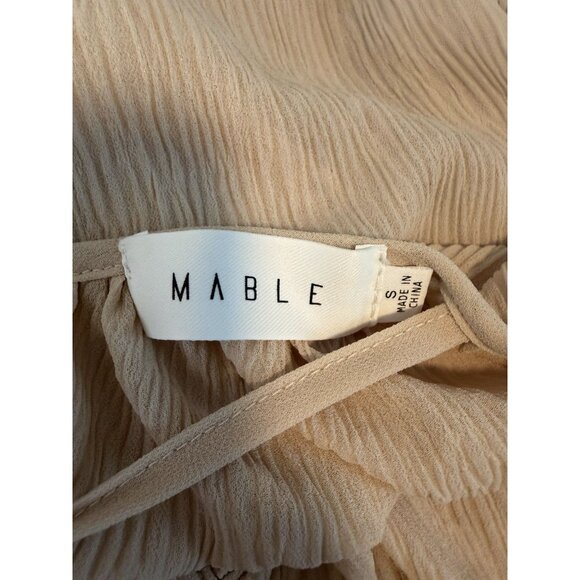 Anthropologie Mable Tiered Women’s V-Neck Short Dress Size S Neutral Preppy Tan - Picture 6 of 11